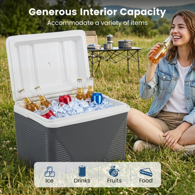 GAINOOM 21L Insulated Portable Cooler Hard Shell Ice Chest with Cup Holders