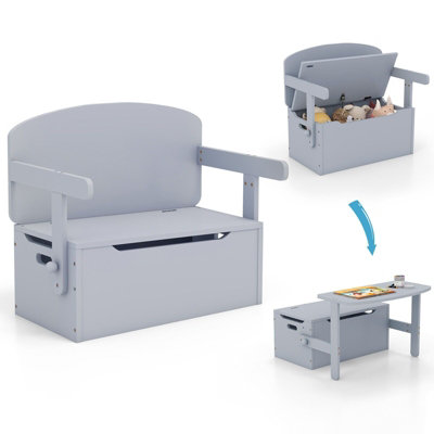 GAINOOM 3-in-1 Kids Table and Chair Set Children Activity Bench Wooden ...