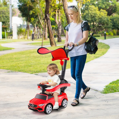 GAINOOM 3-in-1 Red Ride on Push Car Mercedes-Benz Licensed Car Kids ...