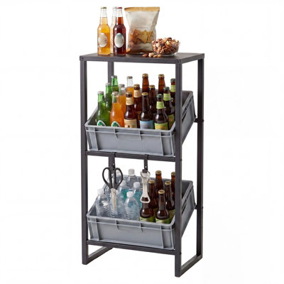 GAINOOM 3-Tier Drink Crate Rack Heavy-duty Metal Storage Rack with 3 ...