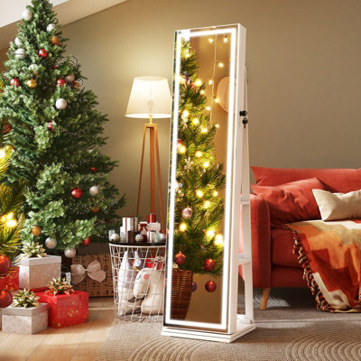 置物 bhq GAINOOM 360 Degree Swivel Jewelry Cabinet White Freestanding