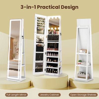 置物 bhq GAINOOM 360 Degree Swivel Jewelry Cabinet White Freestanding