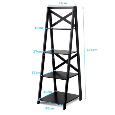 GAINOOM 4 Tier Black Ladder Shelf Storage Shelving Unit Wooden Bookcase ...