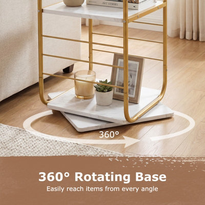GAINOOM 4-Tier Gold Rotating Bookshelf Spinning Bookcase Tower Floor ...