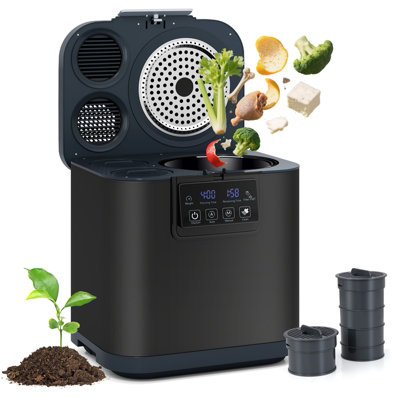 GAINOOM 4L Black Electric Composter Smart Waste Dispenser Countertop Compost