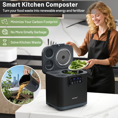 GAINOOM 4L Black Electric Composter Smart Waste Dispenser Countertop Compost