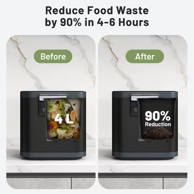 GAINOOM 4L Black Electric Composter Smart Waste Dispenser Countertop Compost