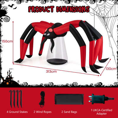GAINOOM 5 FT Red Halloween Inflatable Spider Blow Up Yard Scary Spider