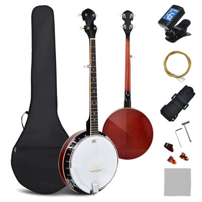 GAINOOM 5-string Banjo Full Size Banjo w/ 24 Bracket Remo Head & Closed ...