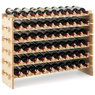 GAINOOM 60 Bottles Natural Wine Rack Stackable Modular Wine Bottle Holder