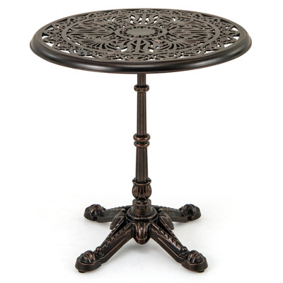 GAINOOM 68CM Round Cast Aluminum Patio Bistro Table Accent Table Copper