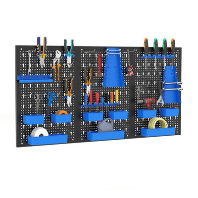 GAINOOM 9-Bin Parts Rack Organizer Blue Pegboard Wall Organizer w ...