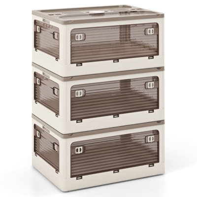 GAINOOM 90L 3-Pack Stackable Storage Bins with Lids Foldable Plastic ...