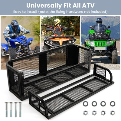 GAINOOM ATV Rear Drop Basket Universal Cargo Basket Heavy-Duty Metal ...