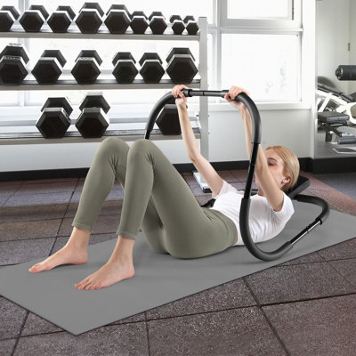 GAINOOM Black Ab Trainer Abdominal Fitness Machine Crunch Roller & Sit ...