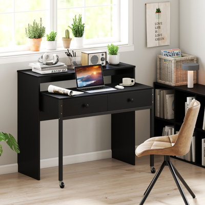 GAINOOM Black Extendable Computer Desk Convertible Home Office Desk w ...