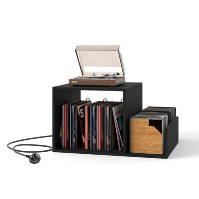 GAINOOM Black Record Player Stand Turntable Stand Mid-century Modern ...