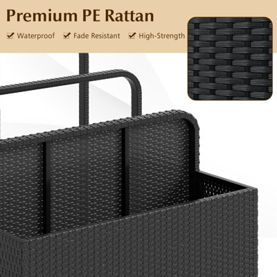 GAINOOM Black Wicker Patio Pool Float Storage Organizer Pool Caddy Basket