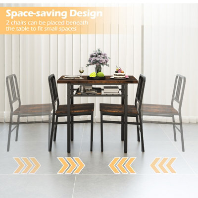 GAINOOM Brown 3-Piece Dining Table Set Rectangular Kitchen Table & 2 Chairs