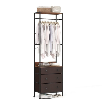 GAINOOM Brown Clothes Rack Freestanding Closet Organizer Clothing Stand ...