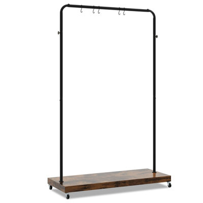 GAINOOM Brown Clothes Rack on Wheels Industrial Pipe Style Rolling ...