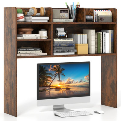 GAINOOM Brown Desktop Bookshelf 3-Tier Display Rack Bookcase Storage ...