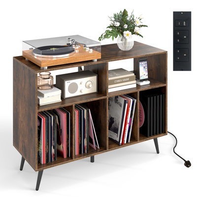 GAINOOM Brown Record Player Stand Record Storage Table Turntable Stand ...