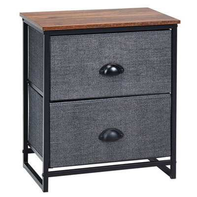 GAINOOM Chest of Drawers with 2 Drawers Home Storage Organizer Unit Black