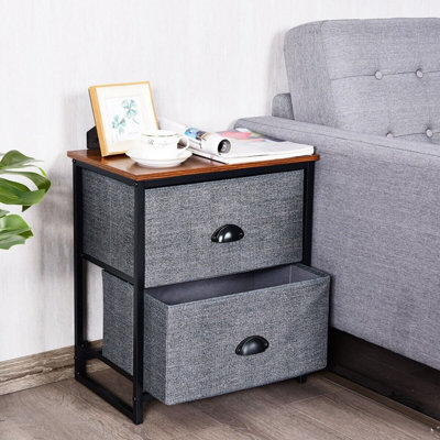 GAINOOM Chest of Drawers with 2 Drawers Home Storage Organizer Unit Black
