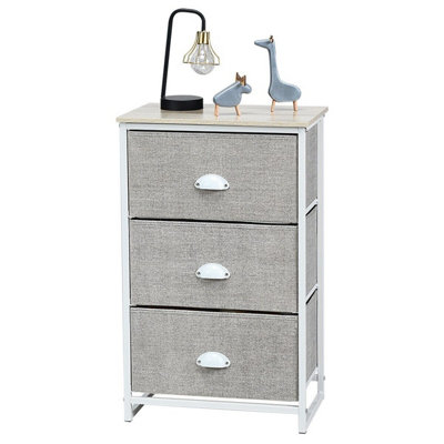 GAINOOM Chest of Drawers with 3 Drawers Home Metal Frame Storage Organizer Unit White
