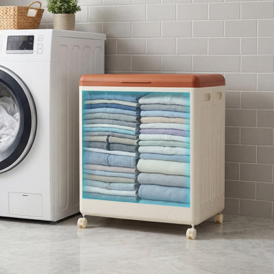 GAINOOM Clothes Storage Box 120 L Rolling Laundry Hamper with Lid and ...
