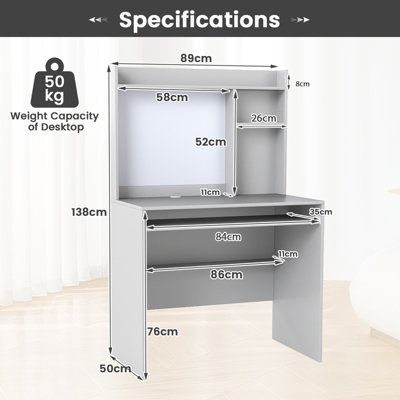 GAINOOM Computer Desk Grey Home Office Desk w/ Magnetic Bulletin Board