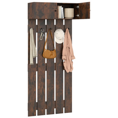 GAINOOM Entryway Wall Brown Coat Rack Wall Mounted Coat Clothes Rack