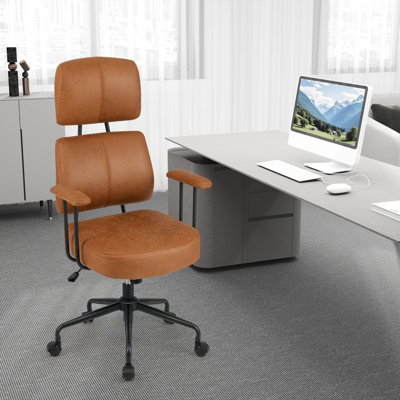 GAINOOM Ergonomic Office Brown Chair Leathaire Computer Chair w ...