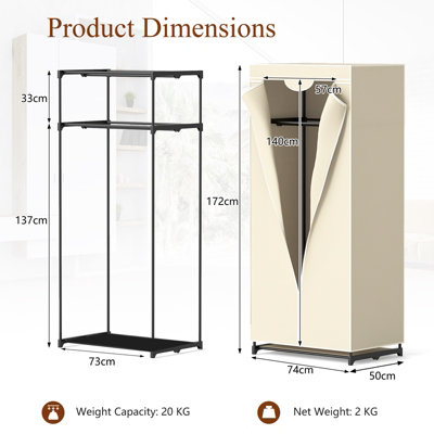 GAINOOM Fabric Closet Freestanding Cloth Organizer Wardrobe Clothes ...