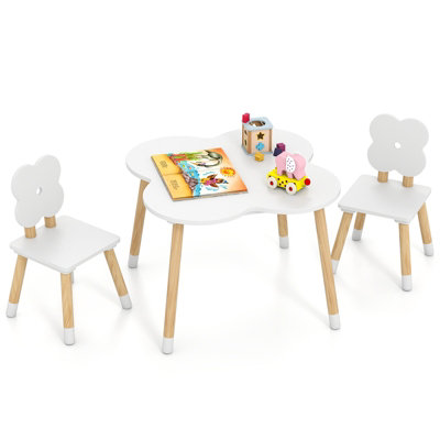 GAINOOM Flower-shaped Kids Table Set Wooden Multi-purpose Toddler Table ...