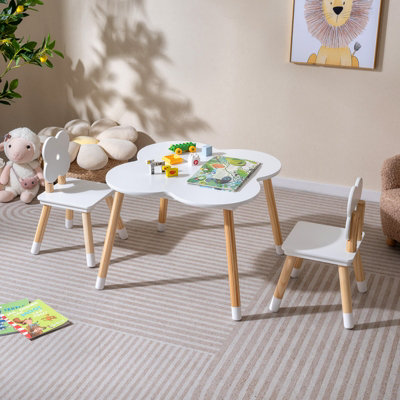 GAINOOM Flower-shaped Kids Table Set Wooden Multi-purpose Toddler Table ...