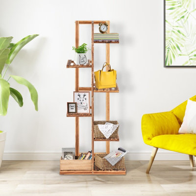 GAINOOM Flower Stand 7 Pots Wood Plant Flower Rack Freestanding Display ...