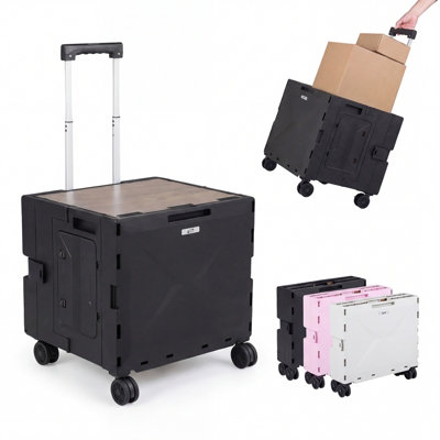 GAINOOM Foldable Utility Cart on 4 Rotate Wheels Collapsible Tool Box ...
