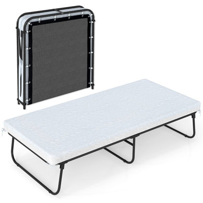 GAINOOM FOLDING BED WITH MATTRESS SINGLE SIZE GUEST BED ROLLAWAY FOLD ...