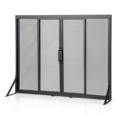 GAINOOM Freestanding Black Safe Spark Guard Protector Fireplace Screen ...