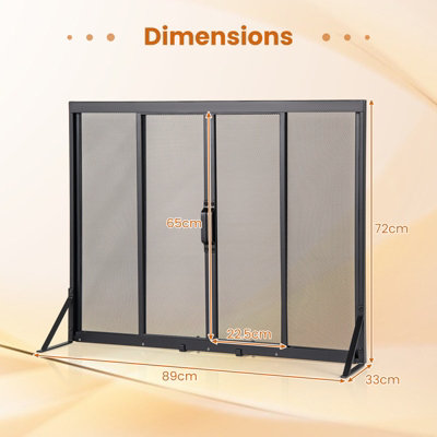 GAINOOM Freestanding Black Safe Spark Guard Protector Fireplace Screen ...
