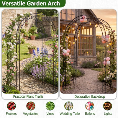 GAINOOM Garden Arch Heavy Duty Metal Arbor Trellis Outdoor Pergola for ...