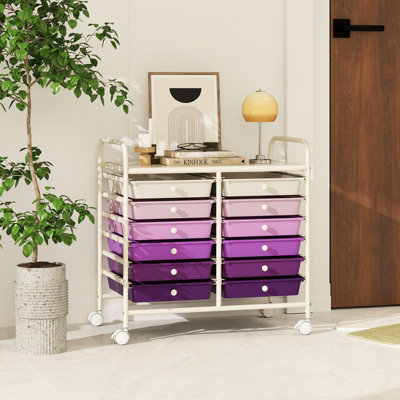 GAINOOM Gradient Purple Storage Cart Multi-Purpose Utility Cart with Drawer