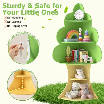 GAINOOM Green Tree Bookshelf Kids 5-Tier Children Book Display Rack