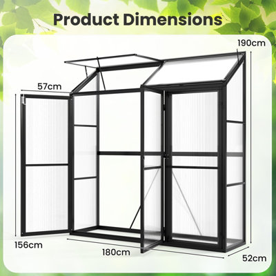 GAINOOM Greenhouse Outdoors Walk-in Greenhouse 180 CM x 52 CM Transparent