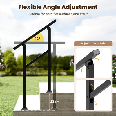 GAINOOM Handrail for Outdoor Steps Metal Hand Rail Fits 0-2 Steps w ...
