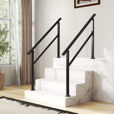 GAINOOM Handrail for Outdoor Steps Metal Hand Rail Fits 0-4 Steps w ...