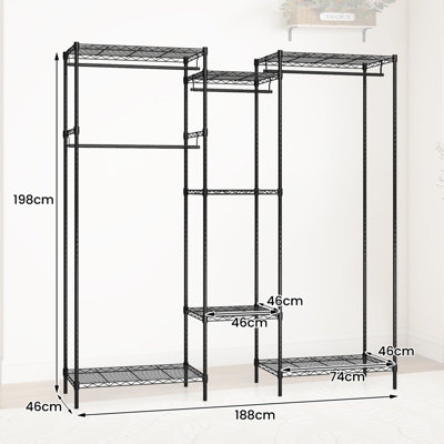 GAINOOM Heavy Duty Clothes Rack Adjustable Garment Rack Freestanding ...