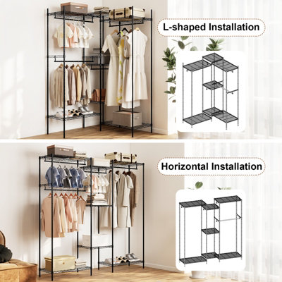 GAINOOM Heavy Duty Clothes Rack Adjustable Garment Rack Freestanding ...